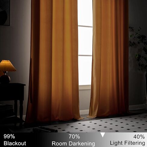 Hiasan Yellow Velvet Curtains 90 inches Length 2 Panels - Luxury Room Darkening Curtains for Bedroom Living Room, Thermal Insulated Super Soft Grommet Window Drapes with Tiebacks, 52 inches Width in Saudi Arabia