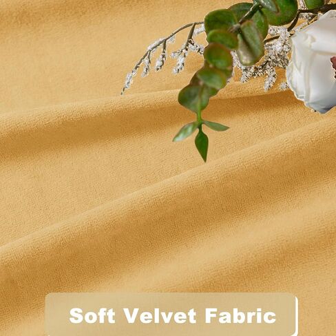Hiasan Yellow Velvet Curtains 90 inches Length 2 Panels - Luxury Room Darkening Curtains for Bedroom Living Room, Thermal Insulated Super Soft Grommet Window Drapes with Tiebacks, 52 inches Width in Saudi Arabia
