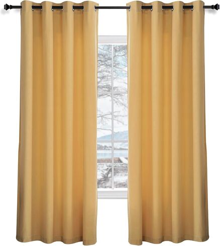 Hiasan Yellow Velvet Curtains 90 inches Length 2 Panels - Luxury Room Darkening Curtains for Bedroom Living Room, Thermal Insulated Super Soft Grommet Window Drapes with Tiebacks, 52 inches Width in Saudi Arabia