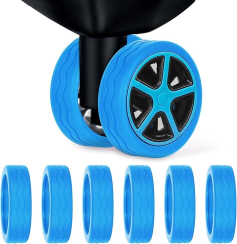 BOXOB 8pcs Luggage Wheel Covers, Silicone Luggage Spinner Wheel Covers Colorful Suitcase Wheel Protector Luggage Wheel Accessories for Most 8 Caster Luggage (royal blue) in Saudi Arabia