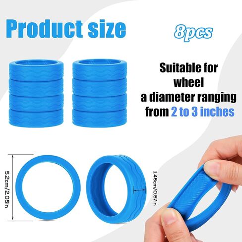 BOXOB 8pcs Luggage Wheel Covers, Silicone Luggage Spinner Wheel Covers Colorful Suitcase Wheel Protector Luggage Wheel Accessories for Most 8 Caster Luggage (royal blue) in Saudi Arabia