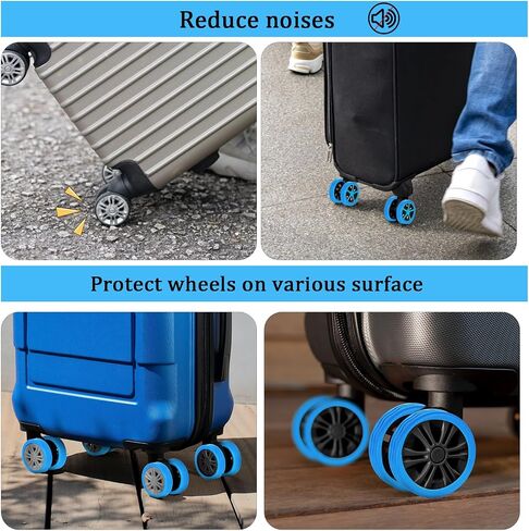 BOXOB 8pcs Luggage Wheel Covers, Silicone Luggage Spinner Wheel Covers Colorful Suitcase Wheel Protector Luggage Wheel Accessories for Most 8 Caster Luggage (royal blue) in Saudi Arabia