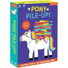 لعبة Mudpuppy Pony Pile-Up - ألعاب ممتعة للأطفال للأعمار من 4 إلى 10 سنوات، تتضمن مهرًا خشبيًا و40 عصا خشبية وتعليمات - لأكثر من لاعبين - تطور المهارات الحركية والبراعة والتنسيق بين اليد والعين