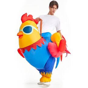 Inflatable Chicken Costume for Adult Rooster Blow Up Costume Funny Halloween Cosplay Costumes for Men Women