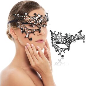 Masquerade Mask for Women Venetian Metal Mask for Party Halloween Costume Cosplay