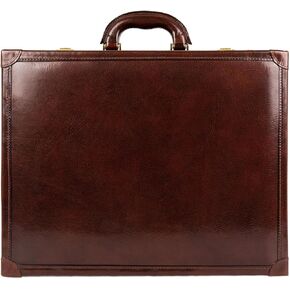 Time Resistance Leather Attache Case Full Grain Italian Leather Briefcase Bag for Men and Women Laptop and Bussiness Work Bag