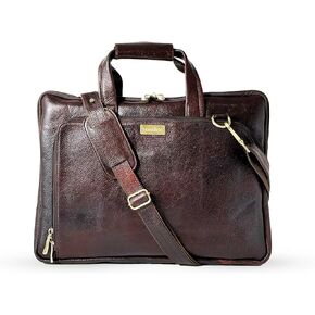 Premium Handmade Genuine Leather Briefcase 16 inch Laptop Compartment Adjustable Shoulder Strap Luggage Strap Briefcase Satchel Messenger Bag Leather Shoulder Bag