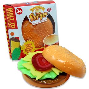 Stretcheez Burrito - Play Food for Kids - Stretchy Pretend Food & Toppings - Mix & Match - Collect Them All - Works with Role Play Kitchens - Twelve Assorted Sets Available for Boys & Girls