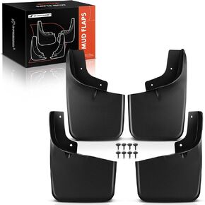 A-Premium Set of 4PCS Mud Flaps Splash Guards Mudguards Mudflaps with Hardware Kits Accessory Compatible with Ford F-150 2004-2014 Pickup, (with Fender Flares), Black Color, Front LH RH and Rear LH RH