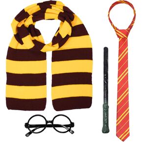 Glasses Striped Knit Scarf Tie Wizard Costume Accessories