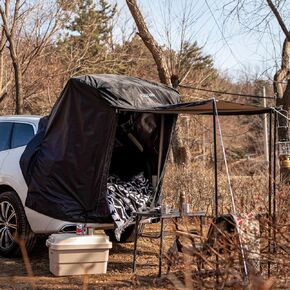 SUV Camping Tent,Outdoor Car Tailgate Shade Awning Tents for Travelling,6 molds can be DIY,Multifunctional Expansion，Brown