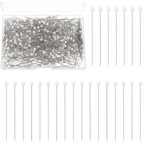 500 Sewing Pins for Fabric, Straight Head Sewing Pins, Map Pins, White Pearlized Ball Head Quilting Pins for Crafting Dress Maker Jewelry DIY Craft and Sewing Wedding Flower Decorations