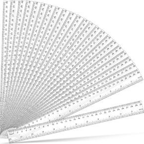 Fuutreo 100 Pack 12 Inch Rulers Bulk Clear Rulers Plastic Rulers for Classroom Straight Ruler with Centimeters and Inches Drafting Measuring Tools for Student School Classroom Office
