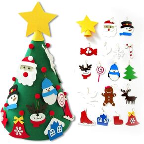 Myuilor 3D DIY Felt Christmas Tree for Kids - 18PCS Xmas Detachable Hanging Ornaments -Upgraded Toddler Christmas Tree Xmas Gifts New Year Decorations