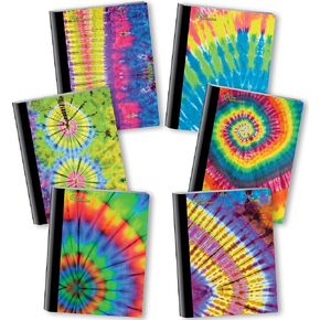 New Generation – Tie Dye - Composition Notebooks, 80 Sheets / 160 Pages Wide Ruled pages Comp Book, Durable Laminated covers with Assorted Fashion Eye-Catching Designs, 6 Pack Notebooks