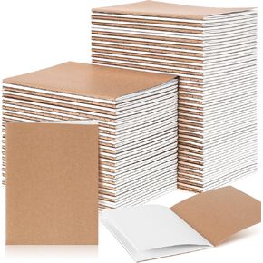 150 Pack A6 Kraft Paper Notebooks Blank Page Kraft Writing Notepad Sewn Travel Journal Pocket Memo Pad Unlined Subject Notebooks for Travelers Students Classroom Office School Supplies(Multicolor)