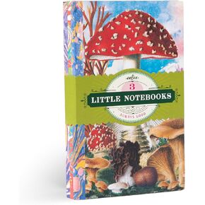 eeBoo Piece & Love: Mushroom Little Books - Set of 3 Notebooks, 5.75 x 4 Portable Size, Nature Themed Journals, Notes-Sketch-Draw, Lines & Dot Grid