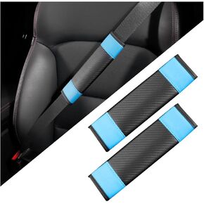 Mandark 2PCS Car Seat Belt Covers, Microfiber Leather Vehicle Searbelt Shoulder Strap Pad Cushion, Breathable Auto Safety Belt Neck Protectors Accessories, Universal for SUV, Truck, RV（Black/Purple）
