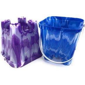 Matty's Toy Stop Beach Gear 7" Plastic Castle Mold Sand Buckets (Pails) Blue Swirl & Purple Swirl Party Set Bundle - 2 Pack