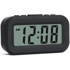 FAMICOZY Small Digital Alarm Clock,Easy to Read,Simple Operation,Constant Backlight On/Off,Crescendo Alarm,9 Min Snooze,12/24Hr,Bedside Travel Alarm Clock,AAA Battery Operated,Black