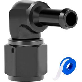 6AN Female to 3/8 Barb Fitting Adapter Straight Swivel Aluminum, Adapters Straight Black Anodized 2PCS