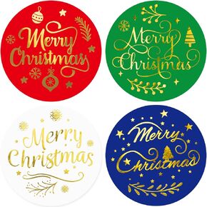 Merry Christmas Thank You Stickers Gold Foil Envelope Seals 100Pcs