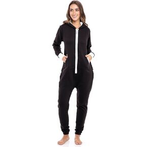 SKYLINEWEARS Women's Fleece Non-Footed One Piece Onesie Adult Hooded Pajamas Ladies Jumpsuit