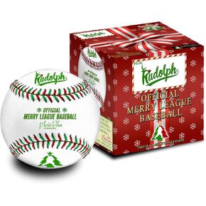 Rudolph Official Christmas Baseball of The Merry Leagues. Baseball Stocking Stuffer. Genuine Game Ready Baseball. Pitcher, Catcher, Batter Christmas Baseball Gift. Baseball Christmas