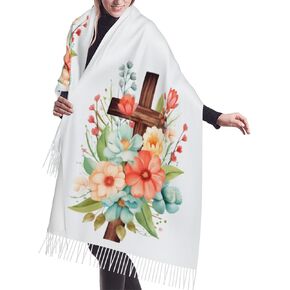 Virgen de Guadalupe Virgin Mary Prayer Shawls Tassel Wraps Warm Soft Winter Lightweight Cashmere Scarf for Women