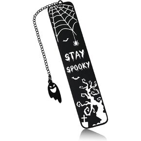 Spooky Basket Stuffers - Halloween Gifts for Women Halloween Bookmarks Halloween Basket Stuffers for Adults Horror Gifts Stay Spooky Gifts for Girls Boys Cool Bookmarks for Book Lover Halloween Decor