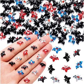 100 Pcs Halloween Miniature Bats Dollhouse Mini Bats for Crafts Spooky Themed Cartoon Flat Back Bats, Mini Micro Landscaping Halloween Decoration
