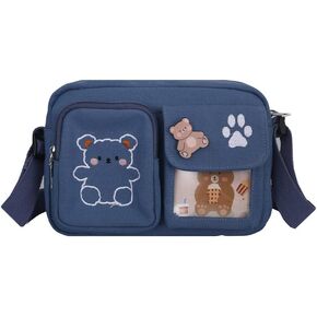 Kawaii Crossbody Bag Cute Wallet Purse Canvas Shoulder Bag for Women Small Messenger Bag