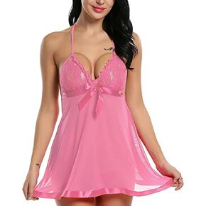 IGNOTO Babydoll Lingerie for Women || Nightwear, Honeymoon Sleepwear Baby doll Dress for Ladies ||142LITE-PNK Pink