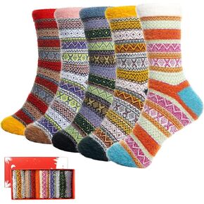 ICEIVY 5 Pair Fuzzy Cozy Socks for Women Warm Comfy Soft Socks Casual Home Sleep Winter Wool Socks Gifts for Women