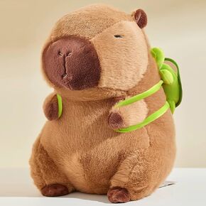 9.8in Capybara Plush Cute Capybara Stuffed Animals with Turtle Backpack, Kawaii Capibara Plushie Toys for Kids, Rodents Animals Pet Doll Soft Hugging Pillow for Boys Girls Birthday Gift