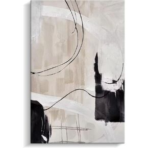 Creoate Framed Wall Art, Abstract Hand Painted Textured Canvas Wall Art Modern Large Size Black and White Home Decor for Living Room Wall Decor, Ready to Hang in Kuwait