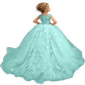 Flower Girls Dresses for Wedding 3D Butterfly Appliques First Communion Dresses Tulle Pageant Dress