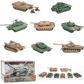 1:72 Assembly Tank Toy Model Set 8 Pcs Incl. R72M1, M1A2, Panther 2A5, T-55A, Type 98, JSU-152, M1 Panther II, M42 Plus 40 35MM Tall Soldier Figures