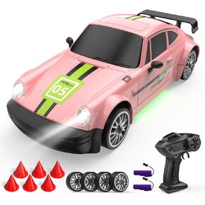 Remote Control Car RC Drift Car 2.4GHz 1:20 Scale 4WD 20KM/H High Speed Remote Control Cars Vehicle with LED Lights Drifting Tire 2Pcs Rechargeable Batteries Toy Cars for Adults Boys Girls (Silver)