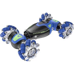 Contixo Gesture Sensing RC Stunt Cars, 2.4GHz Remote Control Car Toys All Terrain for Kids 6-12 yr Boys Girls 360° Rotating 4WD Hand Remote Control Twist Transform Cars with Lights Music Gifts Blue