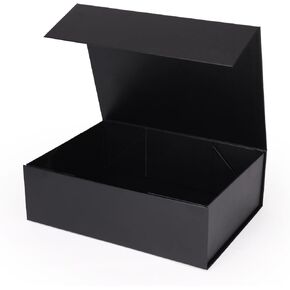 Giftgarden 4-Pack 11"x8"x3.5" Black Gift Boxes with Magnetic Lids, Large Collapsible Gift Wrap Box Magnet Clourse for Presents, Mothers Day, Birthday, Wedding, Bridesmaid Groomsman Proposal Box