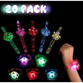 25 Pack LED Light Up Fidget Spinner Bracelets Favors For Kids 4-8 8-12,Glow in The Dark Party Supplies,Birthday Gifts,Treasure Box Toys for Classroom,Carnival Prizes,Pinata Goodie Bags Stuffers