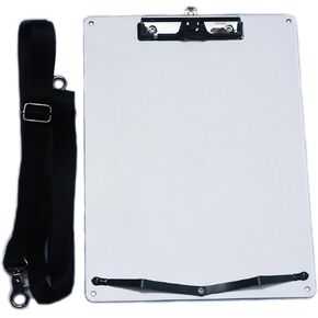 Metal Clipboard with Shoulder Strap,Aluminum Drawing Board with Movable Clip,A4 Letter Legal Tabloid Ledger Sized Clipboards,Wearable Art Board for Urban Sketching (Silver - 11x17-3 Clips)