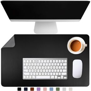 Large Mouse Pad 23.6"x13.8" Black Desk Mat for Desktop Computer Desk Pads on Top of Desks Non-Slip PU Leather Cute Office Desk Accessories Supplies Laptop Cover Mats for Keyboard and Mouse