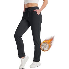 TACVASEN Women's Sherpa Lined Sweatpants Winter Warm Fleece Pants Water-Resistant Thermal Outdoor Snow Pockets Joggers
