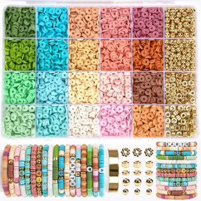 2350pcs Clay Beads for Bracelets Making, 6 Color Heishi Beads Polymer Clay Beads for Jewelry Making Supplies Charm, Friendship Bracelet Making Kit for Girl Women Adults（Pink）