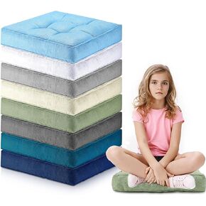 Fumete 24 Pcs 16 Inch Square Floor Pillows Cushions for Kids and Toddlers Flexible Seating for Classroom 3.6 Inch Thick Floor Pillow for Home Daycare Preschool Yoga and Meditation (Assorted Color)