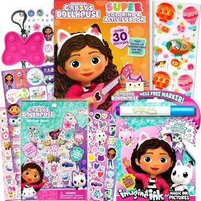 Gabby's Dollhouse Coloring Book and Stickers Super Set for Girls - Featuring Activities, Mazes, Games, Puzzles