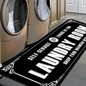 White-1 Farmhouse Laundry Room Rug Runner, Laundry Room Rug Non-Slip, Floor Mat, Waterproof Runner for Laundry Room, Kitchen, Bathroom, and Mudroom Decor 20''x48''