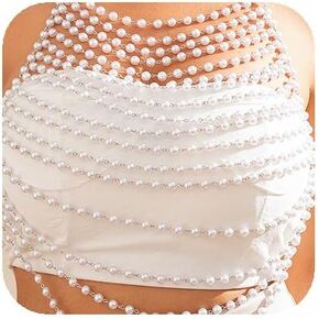 YERTTER Pearl Body Chain Top Body Jewelry Shoulder Necklace Pearl Bikini Body Pearl Bra Chains for Women Fashion for Wedding Party